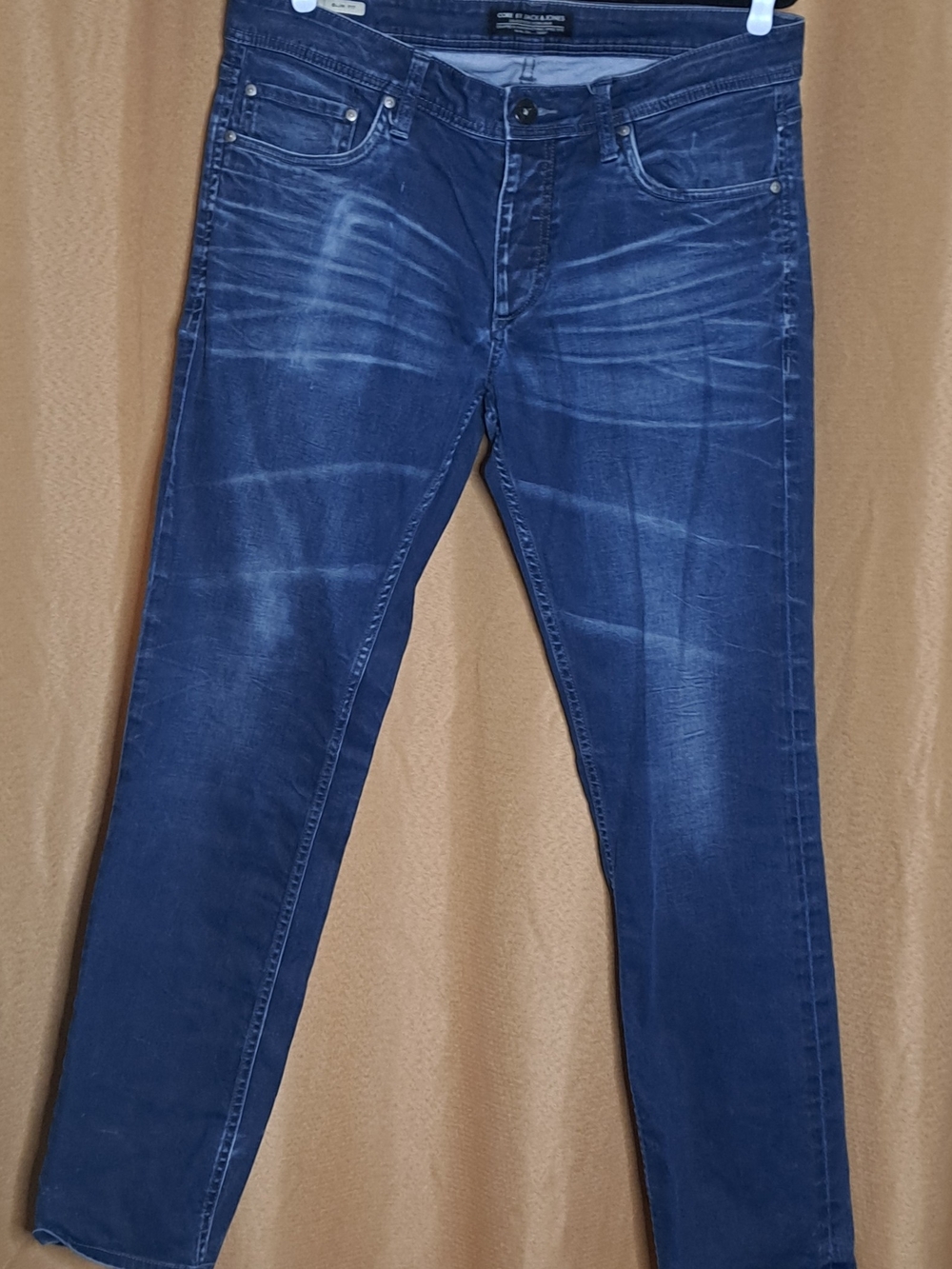 Jack & Jones Dark Blue Slim Straight Jeans with Faded Detailing